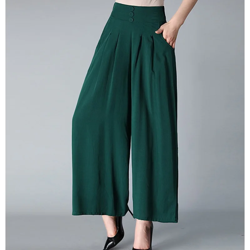 Женские брюки летние модные тонкие широкие Свободные повседневные с высокой