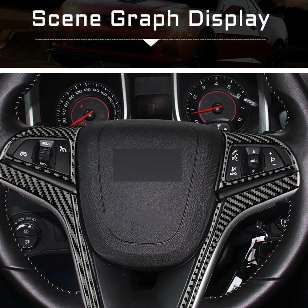 

Button Cover 2pcs Trim Carbon Fiber Carbon Fiber Steering Wheel Button Cover Trim For Chevrolet Camaro 2010-2015