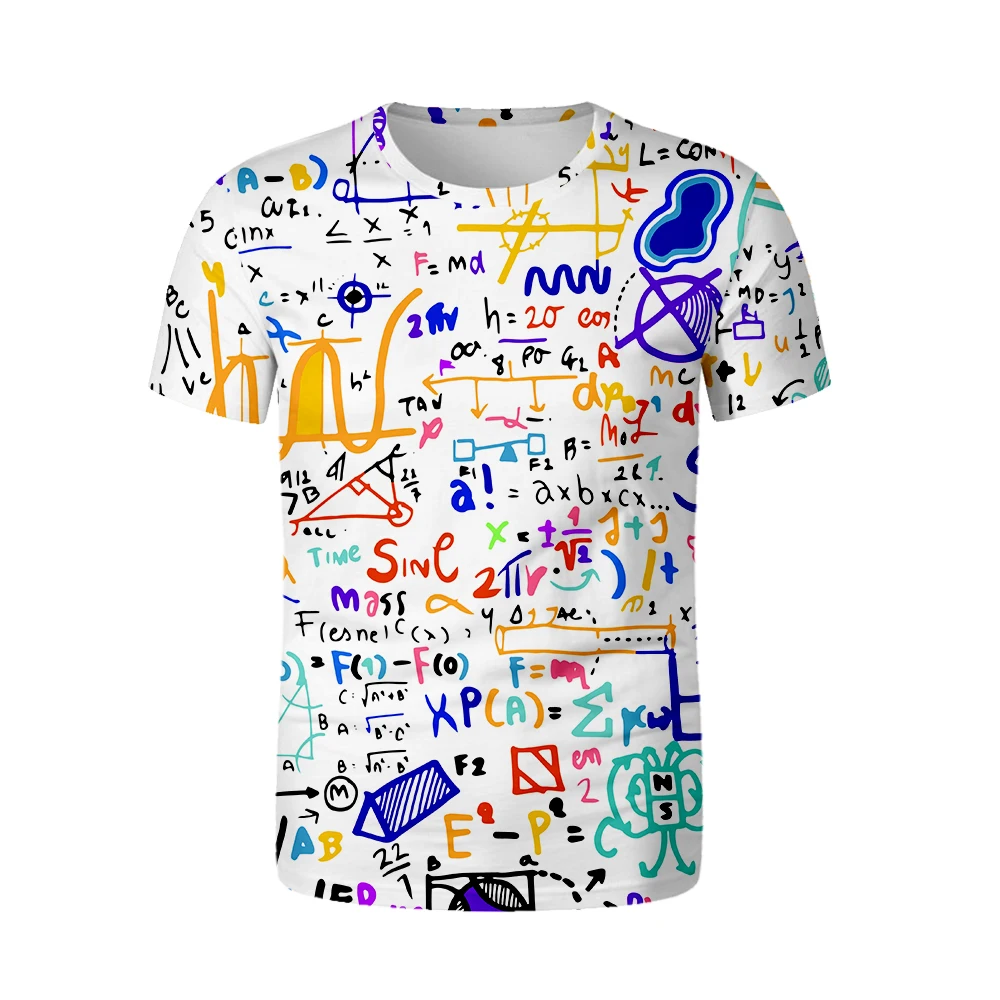 

New funny 3d t-shirt math formula summer Streetwear 3D t men's super soft math lovers clothes breathable sports short sleeves