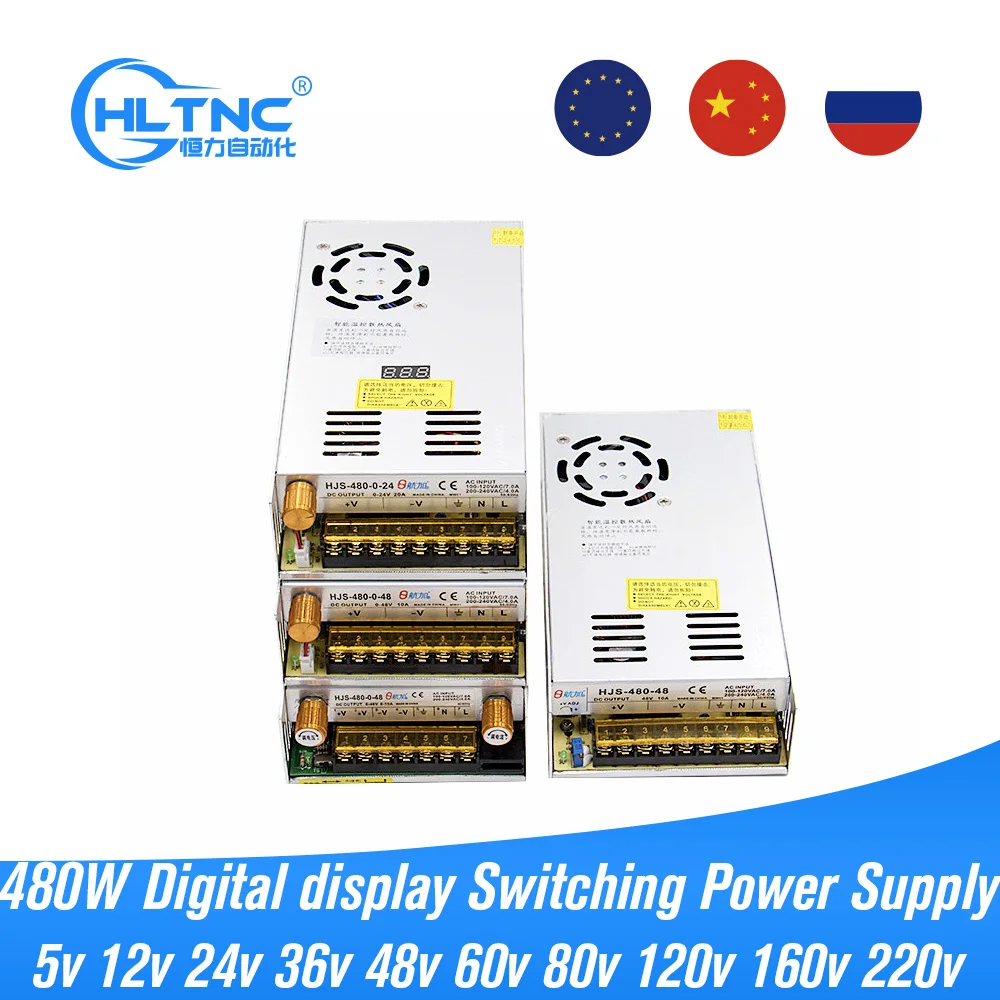 Импульсный источник питания с цифровым дисплеем 480 Вт 5 в 12 В 24 36 48 60 160