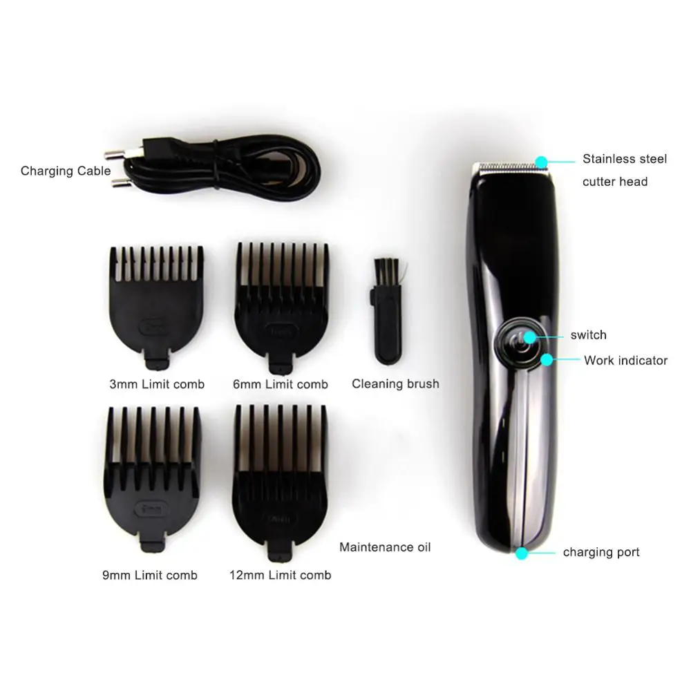 

Portable Electric Hair Clipper USB Rechargeable Men Women Hairdressing Machine Barber Razor Haircut with 4 Combs