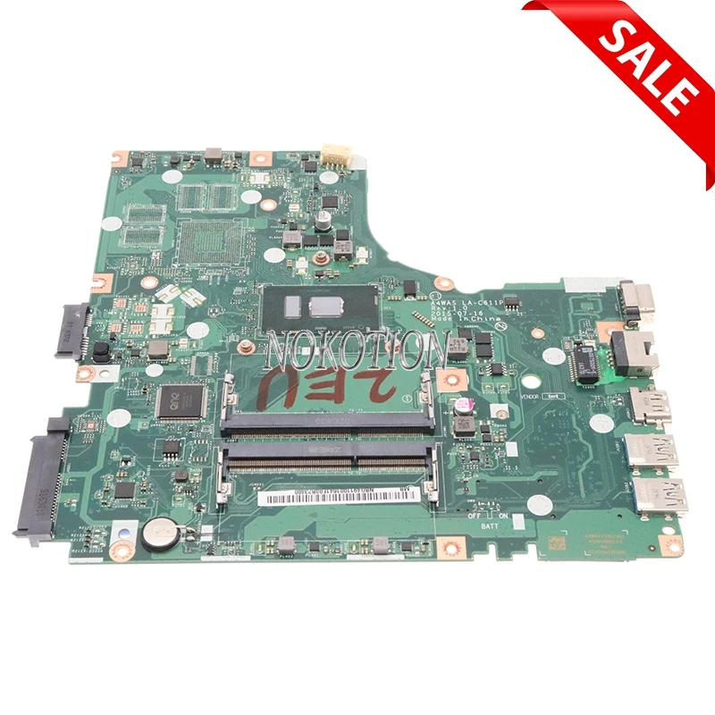 

Материнская плата Nokotion A4WAS LA-C611P для ноутбука acer Aspire E5-474G, NBG4911001, NB.G4911.001, SR2EU I3-6100U