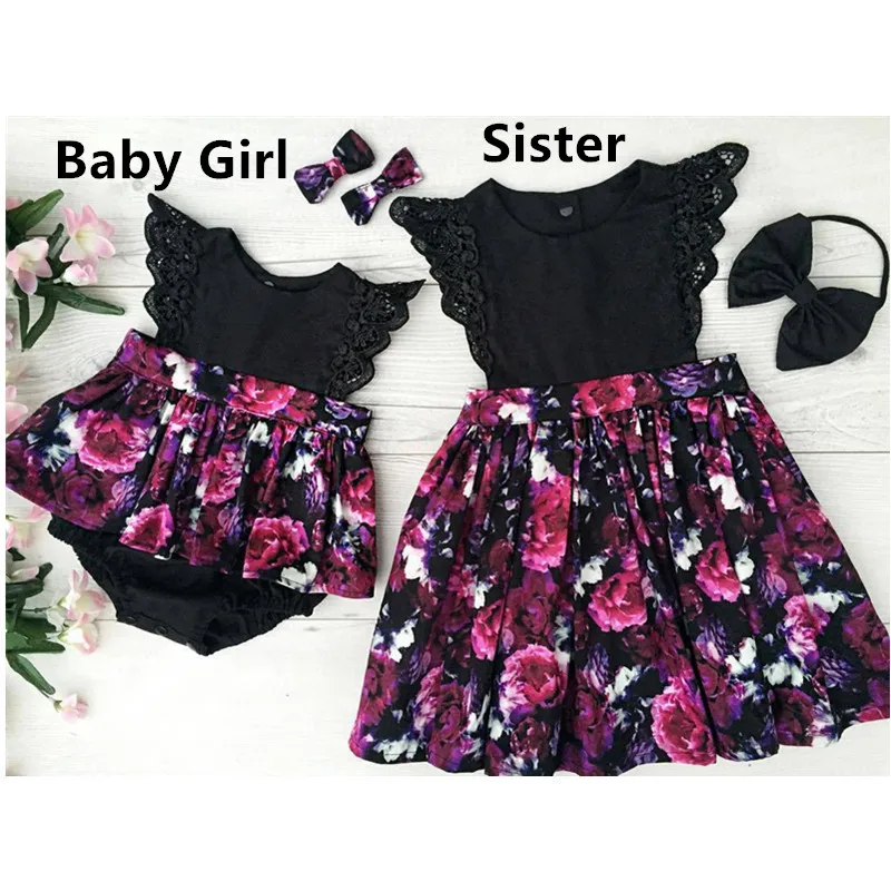 Платье для девочки с цветочным узором и кружевом | Мать ребенок