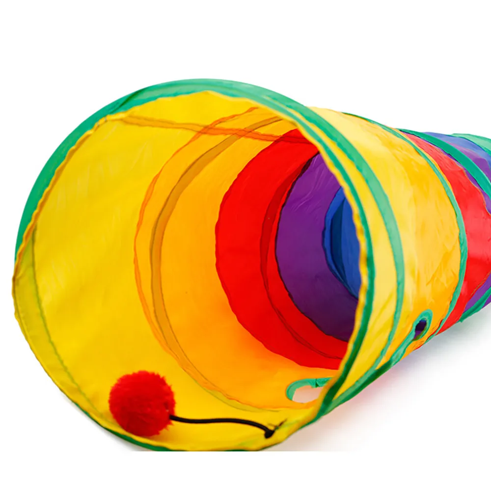

Cat Toys Interactive Tunnel Chat Pet Tunnel Cat Printed Green Crinkly Kitten Tunnel Toy With Ball Play Fun Toy