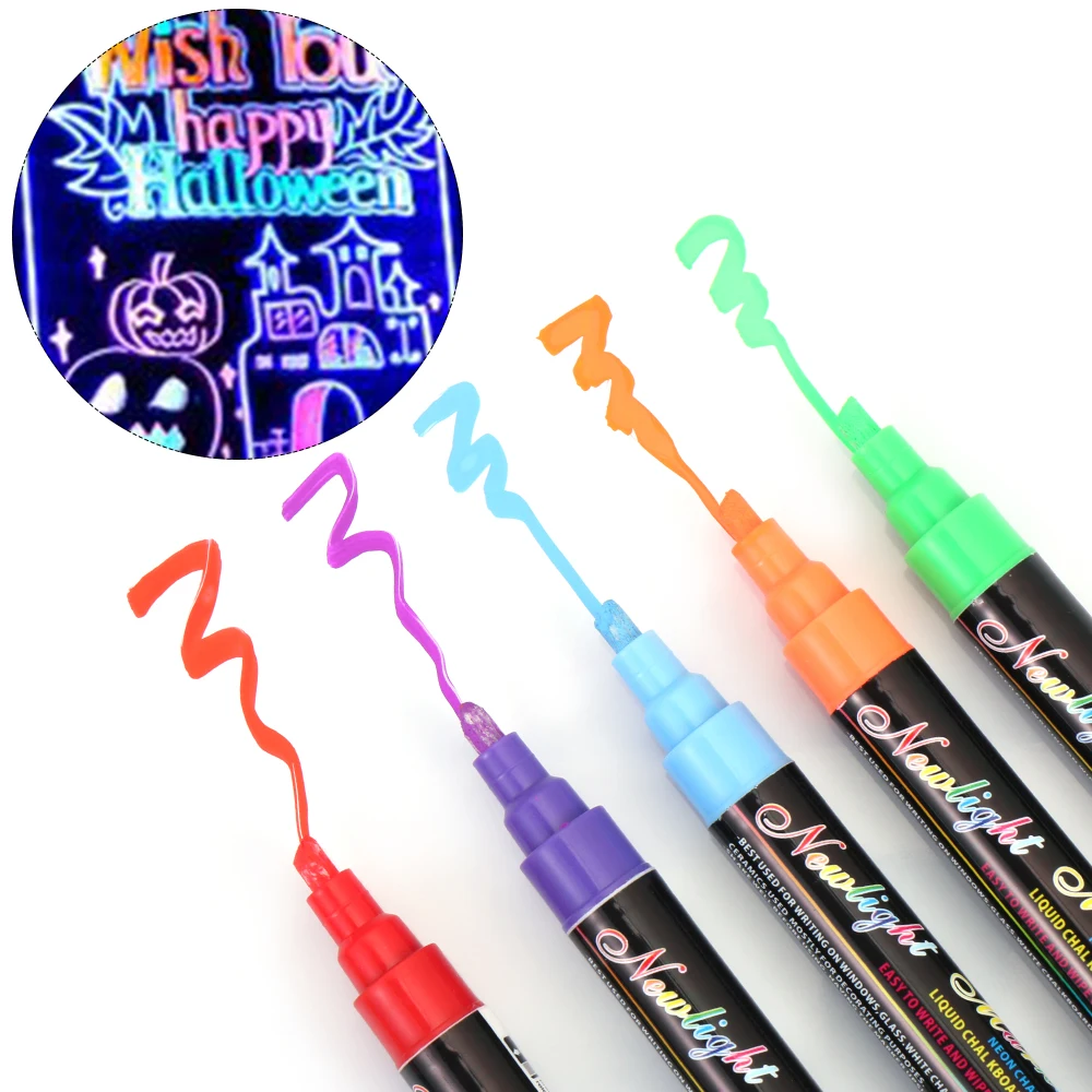 

8Pcs/Set Blackboard Glass Window Reversible Neon Pen Colorful Graphic Drawing Signature Pen Neon Color Liquid Chalk Marker Pens