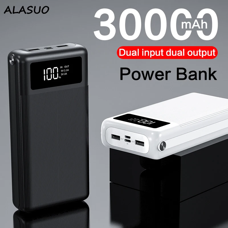 

Dual usb quick charge 30000mah powerbank big capacity phone charger for iPhone 12 12 pro max Xiaomi Samsung notebook table lamp