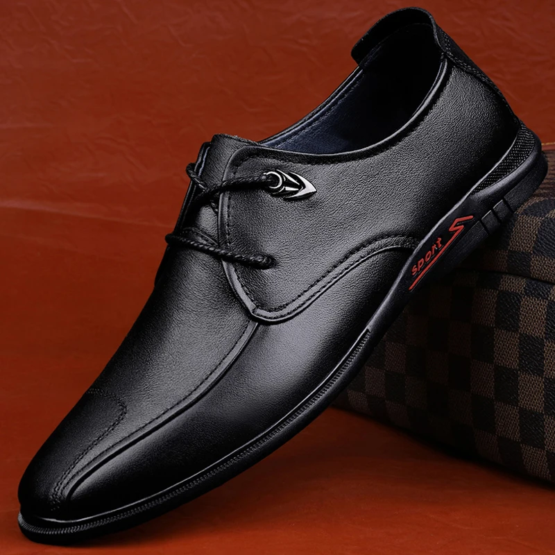 

2022 Autumn Winter Fashion Men's Leather Shoes Business Casual Soft Bottom Luxury Brand Breathable Genuine Leather Shoes For Men