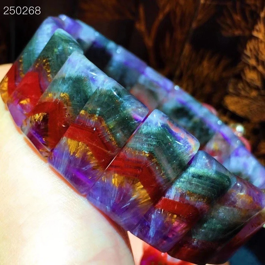 

Natural Cacoxenite Auralite 23 Canada Bracelet Bangle Women Men 19.5x10.8x4mm Rectangle Beads Reiki Stretch Bracelet AAAAA