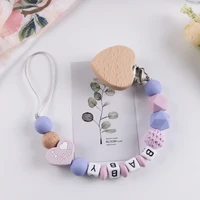 new arrival baby pacifier clip chains diy teething handmade silicone beads heart i love mom teether chew toy anti drop leash