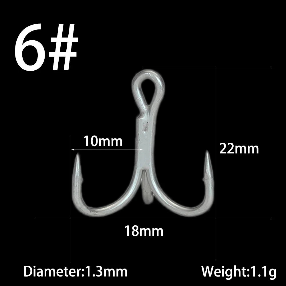 10 шт./лот, толстый Тройной Крючок, сильный тяга, 3/0#2/0#1/0# Высокоуглеродистая Сталь, круглые сложенные тройные рыболовные крючки для большой рыбы - Цвет: 6