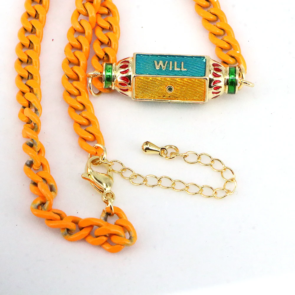 

3PCS, Bohemia Enamel Eye Pray Box Accessory Curb Link Chain Necklace For Women Gold Chunky Chain Collar 2021 NEW Jewelry Gift