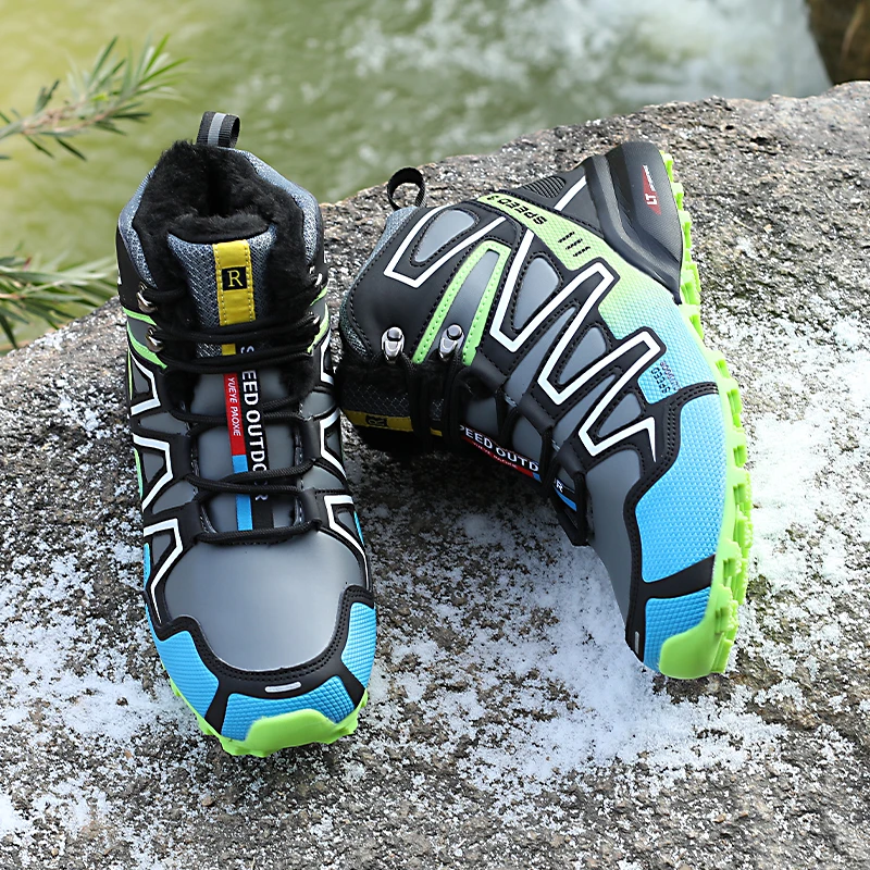 

2020 High Top Men Hiking Shoes Men's Durable Waterproof Anti-Slip Boots Keep warm and velvet Outdoor Climbing Trekking Shoe