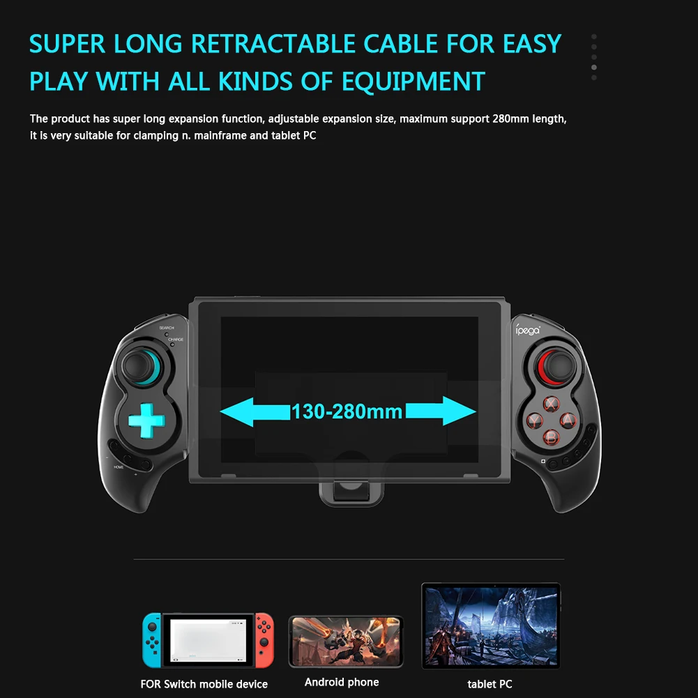 

IPEGA Bluetooth Gamepad Wireless Joystick Game Controller Triggers Telescopic Game Console for NS/PS3 Android