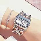 Часы наручные G  D женские кварцевые, люксовый бренд, прямоугольные, серебристые