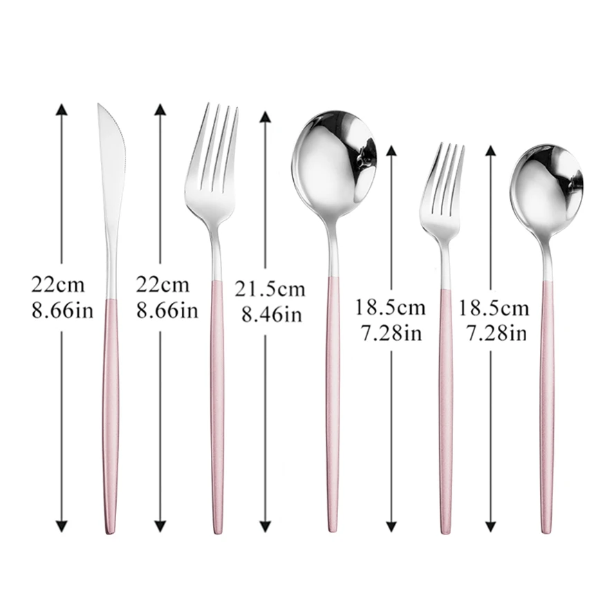 

Stainless Steel Cutlery Set Pink Silver Mirror Pink Silver Children Dinnerware Set Kitchen Cutlery Fork Spoons Knives Set 30Pcs