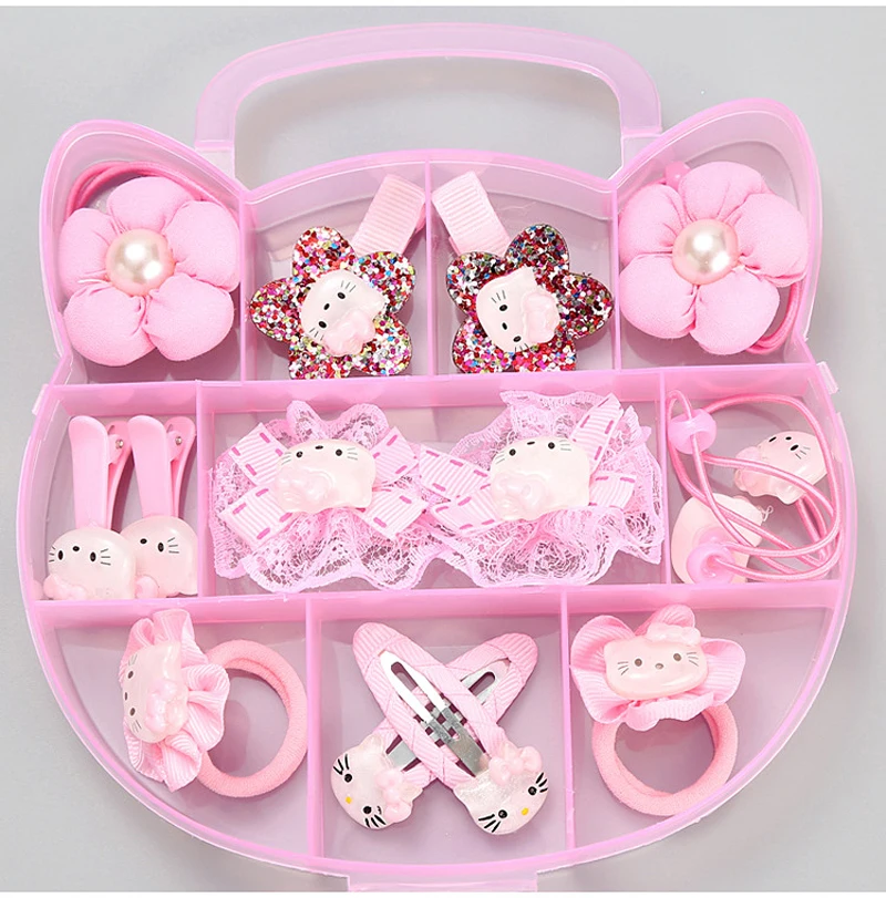 Милые детские аксессуары для волос hello kitty, набор повязок на голову, заколки для волос, повязка на голову, ожерелье, браслет, ювелирный набор, подарок на день рождения для девочек