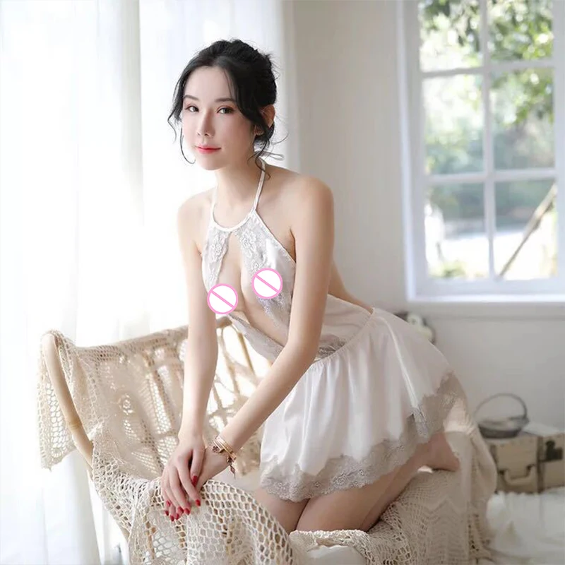 Женское мини-платье на бретельках ночная сорочка шелковое нижнее белье для