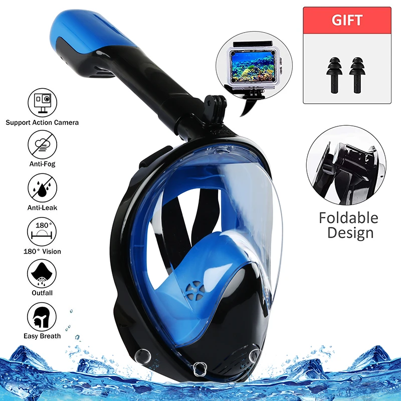 

Adult Kid Foldable Full Face Diving Mask Anti-Fog Snorkeling Underwater Scuba Swimming Mask Glasses Snorkel Dive Equipment