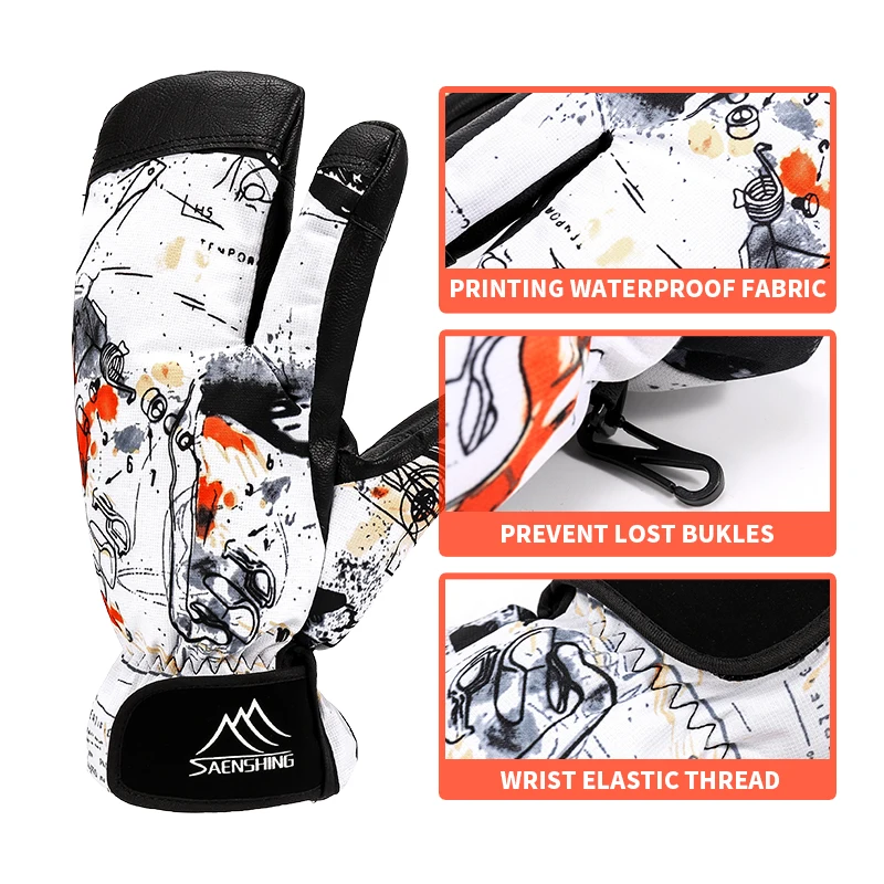 SAENSHING лыжные перчатки для женщин и мужчин 3 пальца сноуборда снегоходы зимние