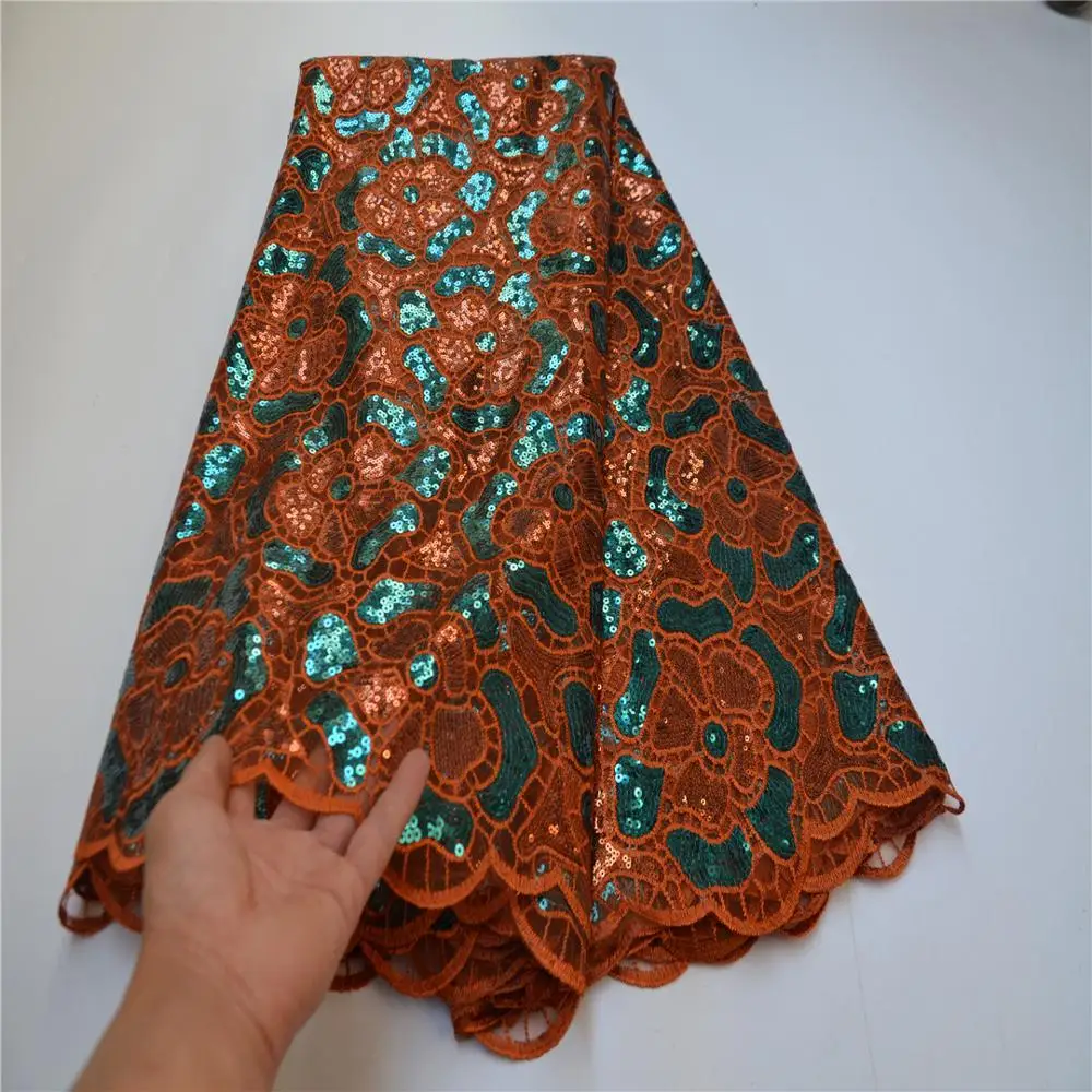 Африканская кружевная ткань с блестками 2021 Новое поступление в нигерийском