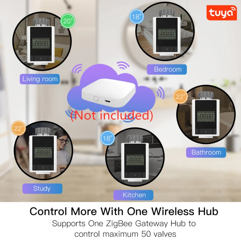 

Умный термостатический клапан радиатора Tuya ZigBee 3,0, домашний термостат, Нагреватель TRV, Голосовое управление с Alexa Google Home Smart Life