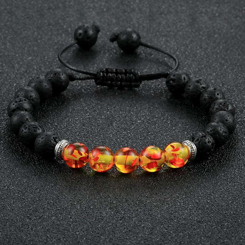 Браслет из лавового камня для мужчин и женщин классический регулируемый