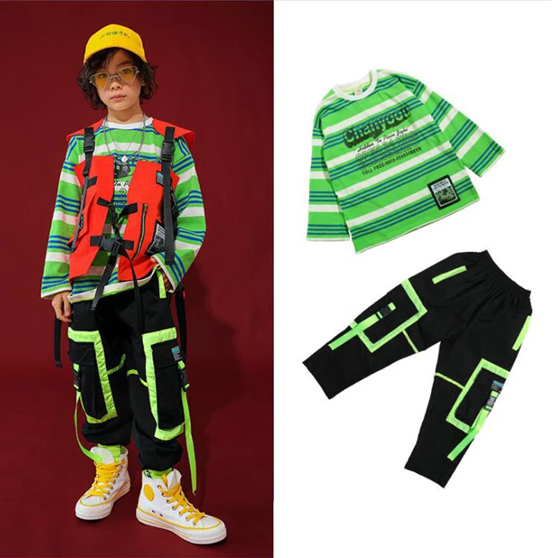 Детские костюмы для джазовых танцев в стиле хип хоп Одежда мальчиков и девочек