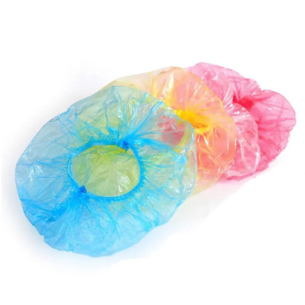 100 шт./пакет эластичный Пластик шапочка для душа Кепки s Ванна капот анти