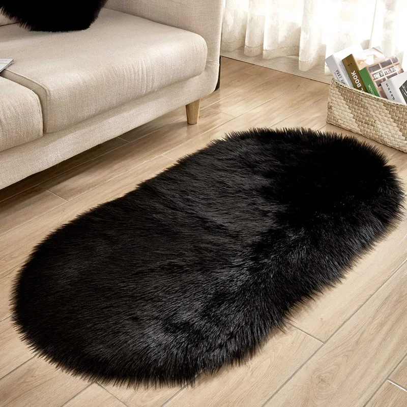 Fur Artificial Sheepskin Hairy Carpet Living Room Bedroom Rugs Skin Plain Fluffy Area Washable Faux Mat | Дом и сад
