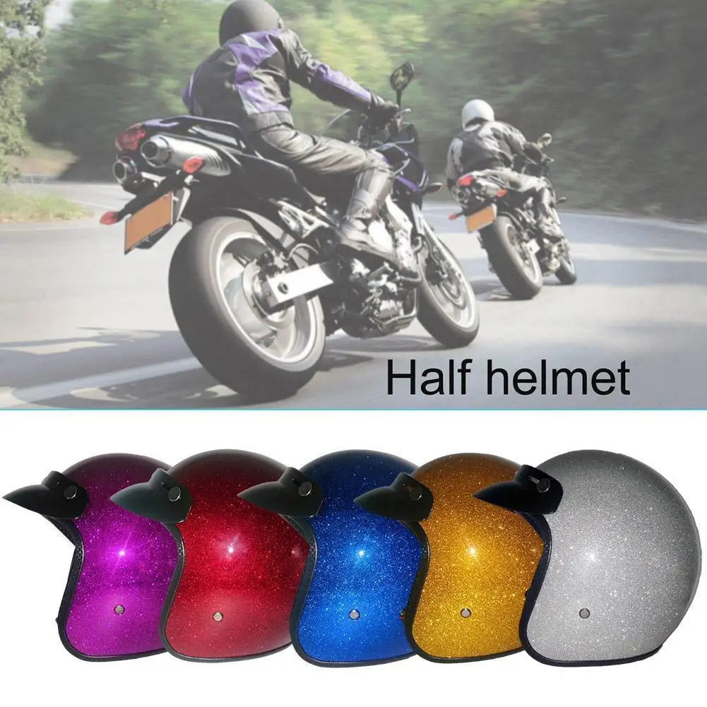 

Men Women Classic Vintage Retro Dot 3/4 Open Face Moto Helmet Lightweight Blink Sparkle Colorful Motorcycle Helmets