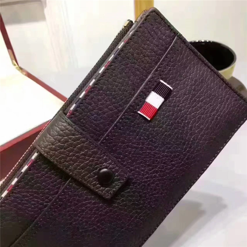 

2021 Fashion TB Brand Genuine Long Wallet Men Women Clutch Cow Leather Mobile Phone Casual Card Bag