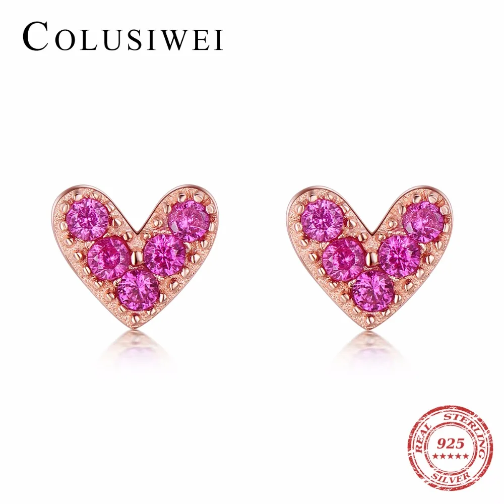 Женские серьги гвоздики COLUSIWEI простые из стерлингового серебра 925 пробы розового