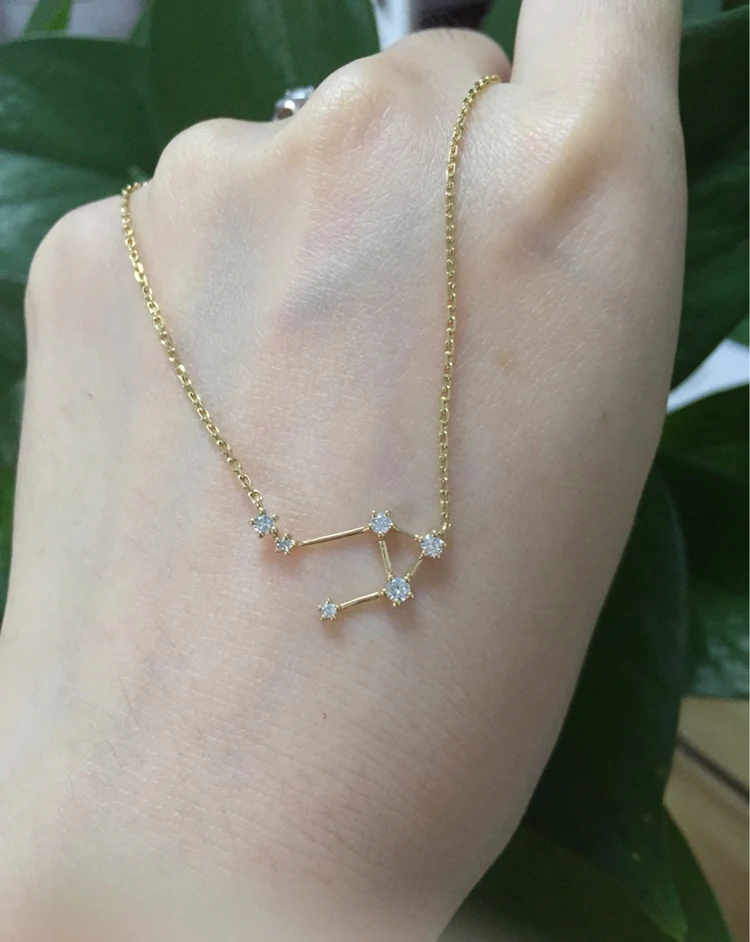 BUENOS Корейский Новый Модный Циркон Кулон 12 созвездия зодиака ожерелье короткая