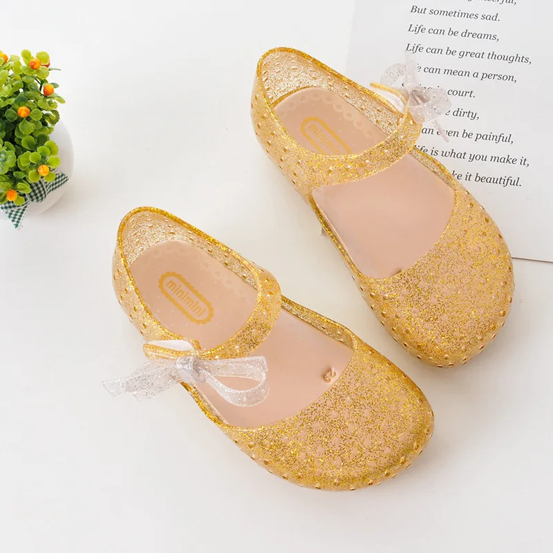 Сандалии-желе для девочек со светодиодной подсветкой босоножки с кристаллами