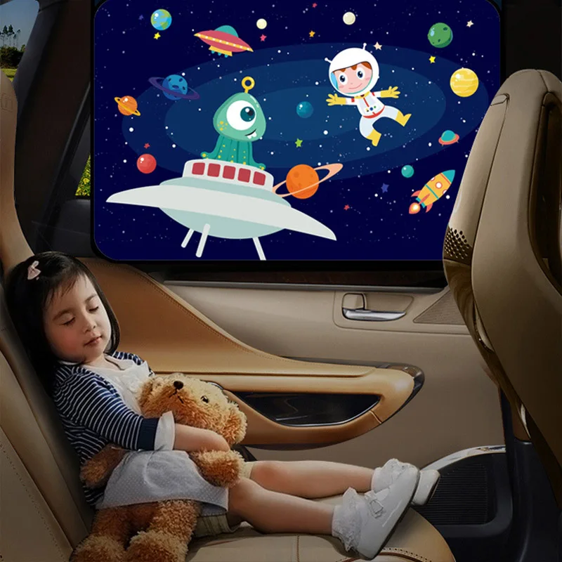 Детский Магнитный солнцезащитный козырек с рисунком автомобиля на боковое окно