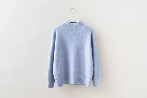 H. SA manteau femme hiver, зимний свитер с высоким воротом, джемперы ярких цветов, синие одноцветные пуловеры, теплый вязаный свитер в Корейском стиле
