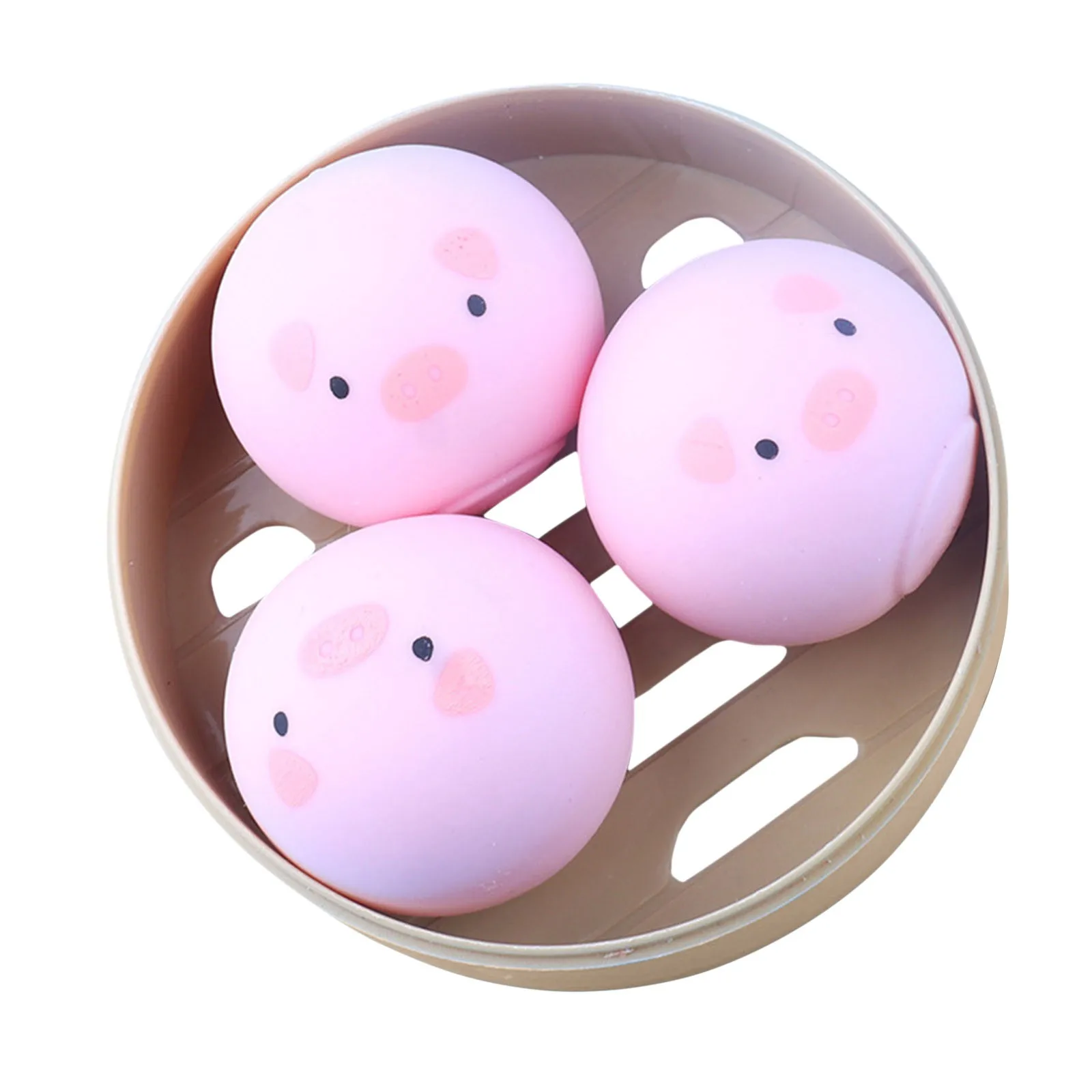 

3pcs Squishy Vent Animal Ball Tpr Simulation Food Pig Bun Flour Fidget Toys Ring Decompression Kneading Toy Soft Sticky Abreact