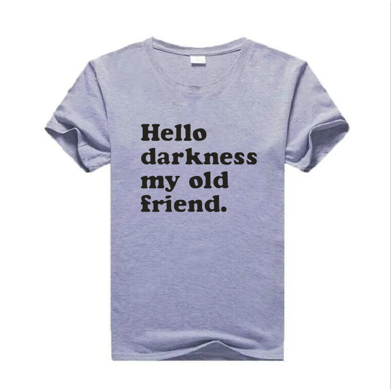 

Hello my old friend letter print T-shirt casual Harajuku plus size tops summer new round neck cotton T-shirts women's tees