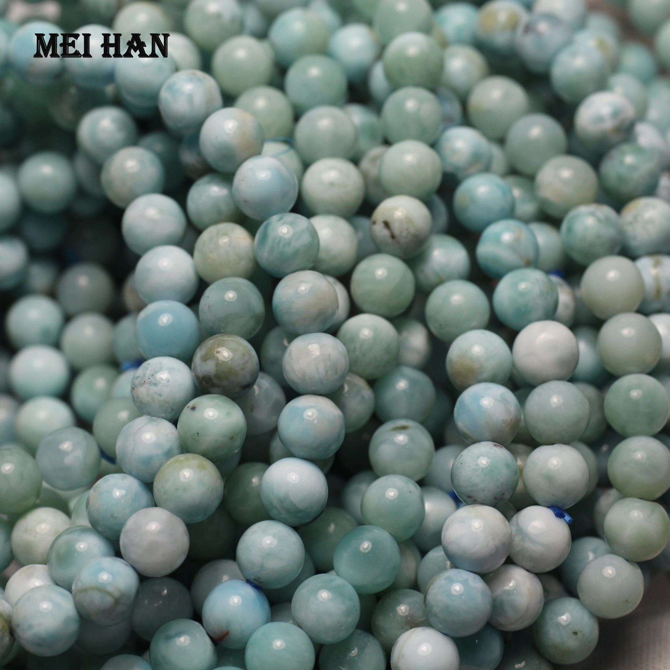 Meihan натуральный редкий Доминик larimar 5 6 мм (2 браслета/набор) Гладкие Круглые бусины