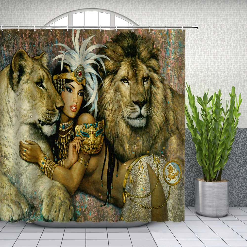 

Занавеска для душа, из полиэстера, водонепроницаемая, с изображением животных, Африка дикая природа