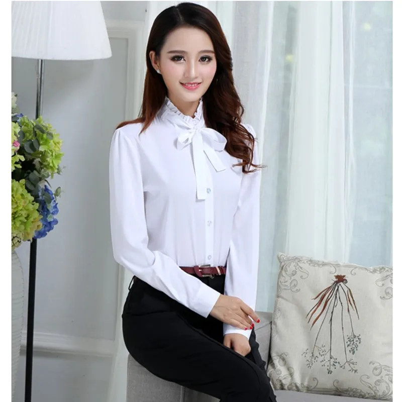 Белые рубашки для девочек Шифоновые блузки Новинка 2020 года Сезон весна осень