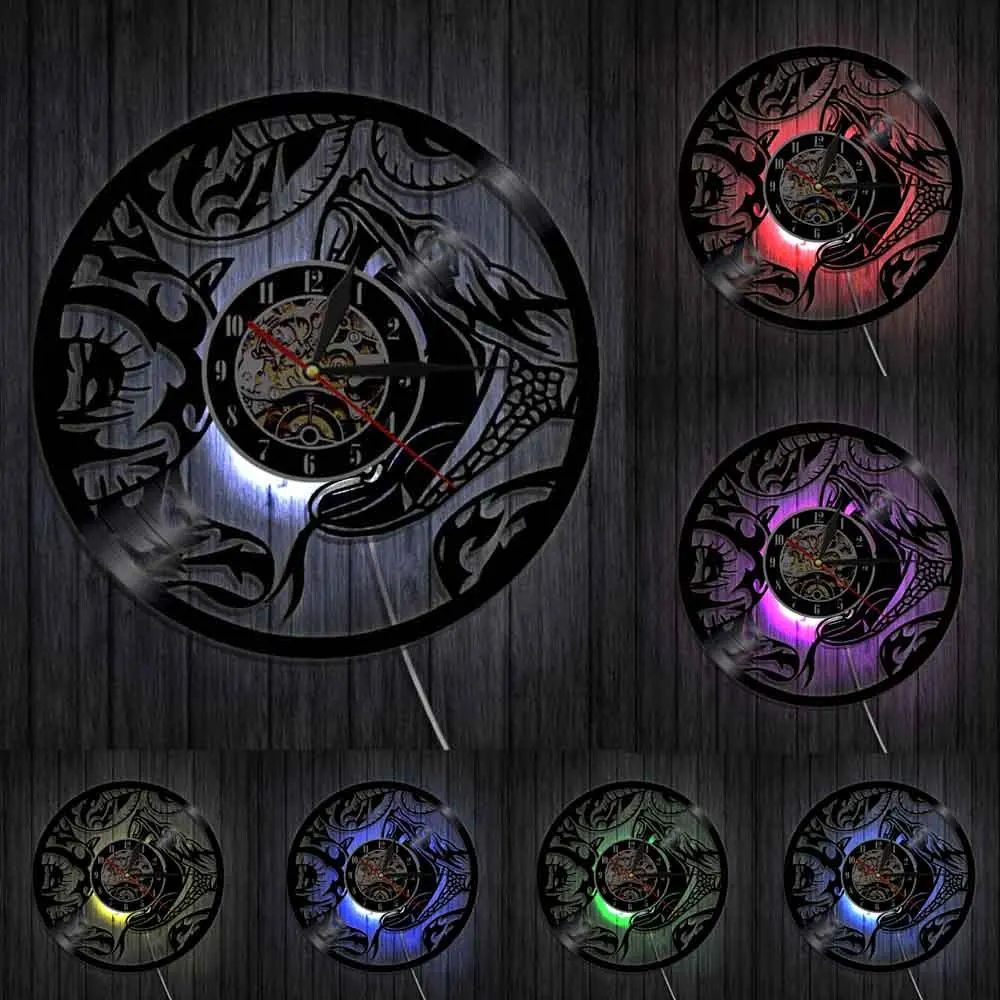 Причудливые настенные часы в виде змеи для рептилий виниловая пластина дисплей