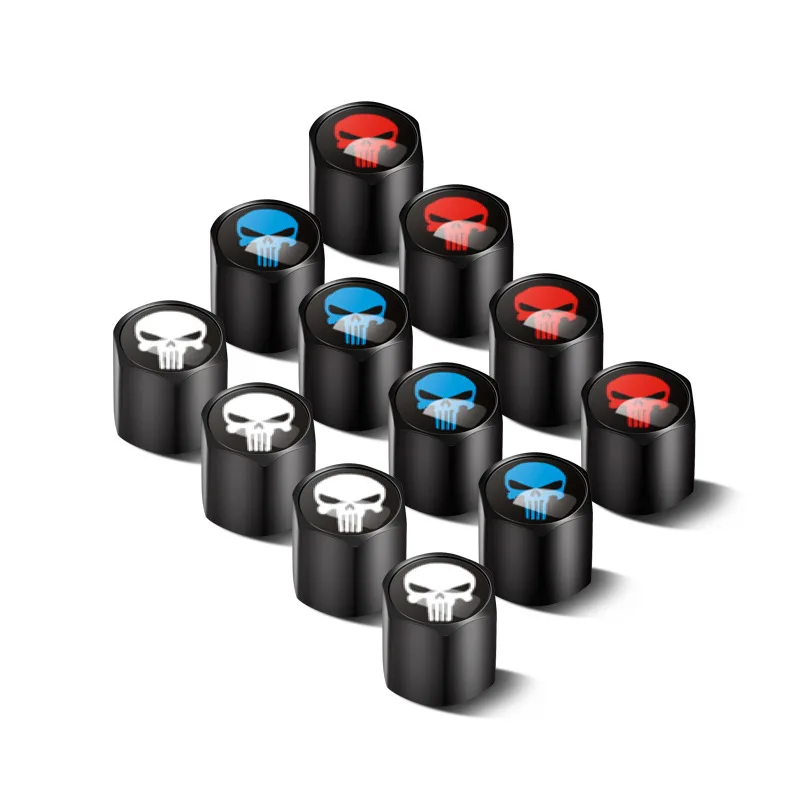

4pcs/set Car Universal Wheel Decorative Air Cap, Aluminum Alloy Long Teeth Skull Head Tire Valve Cover, Dustproof and Leakproof