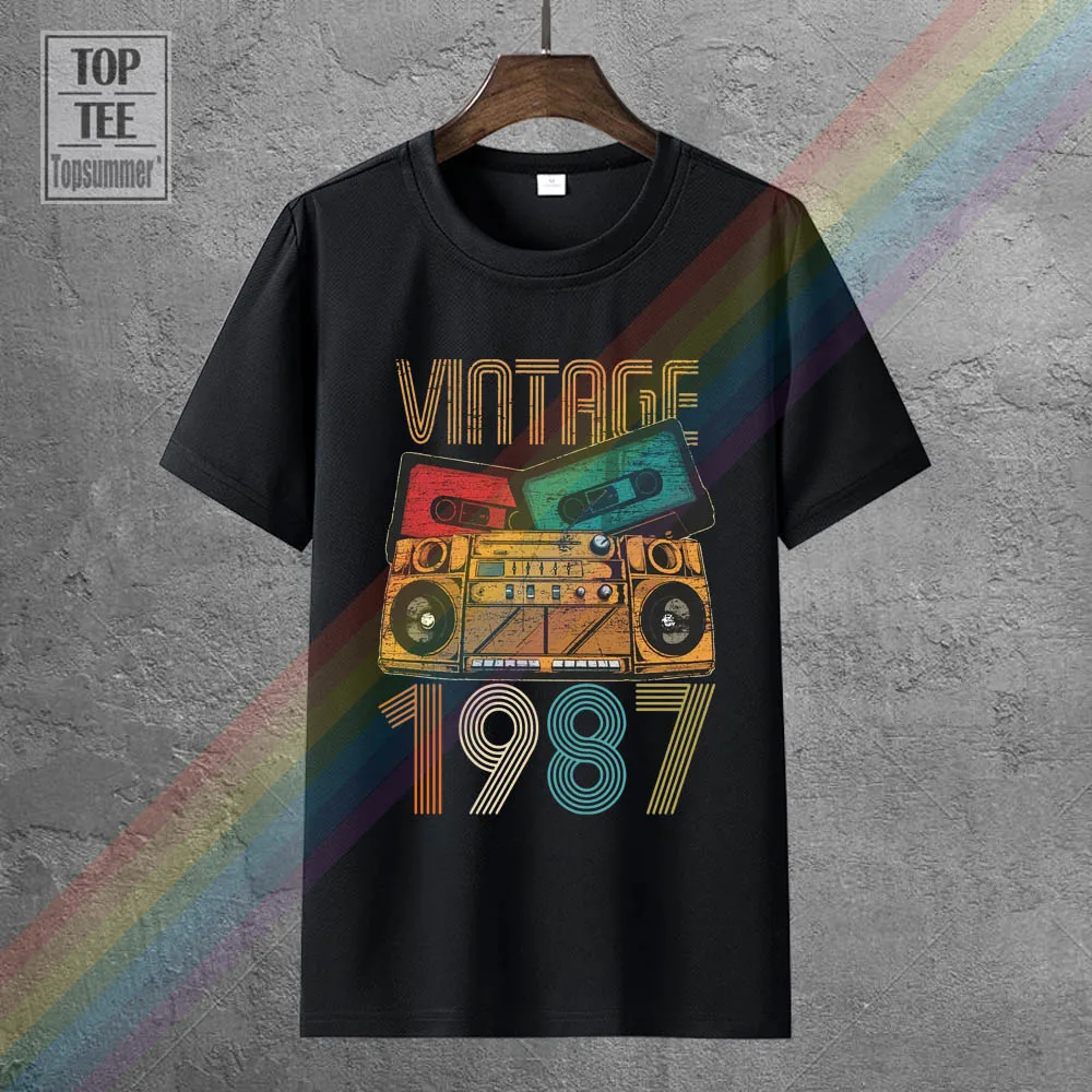

Vintage 1987 Fun 34Th Birthday Gift T Shirt Harajuku Logo T Shirts Funny Fashion Kpop Sweatshirts Tshirts Retro Brand Tee-Shirt