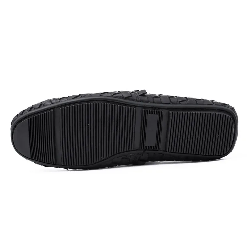 

Spring Weave Mens Loafers Casual Leather Shoes Business Men Dress Shoes Driving Flats Breathable Wedding Shoes B04