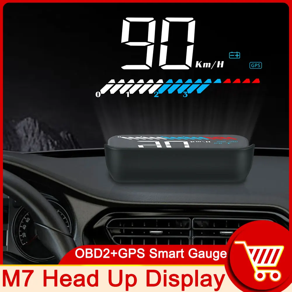 

M7 OBD HUD Head Up Display Universal Car Hud OBD Plus GPS Speedometer Windshield Projector On-board Computer Overspeed Warning