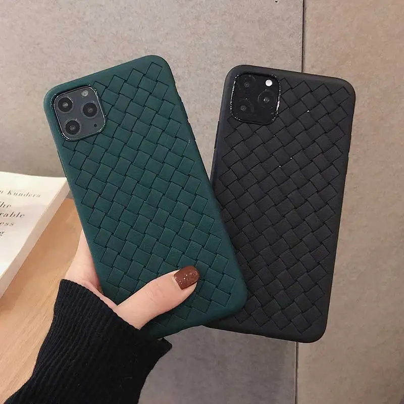 Ткацкий текстурный PU кожаный чехол для iphone 11 Pro Max apple 6 6s Plus 7 Plus 8 8Plus темно-зеленый чехол для телефона iphone XS Max X XR мягкий Coque Fundas