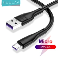 kuulaa micro usb cable 2 4a fast charging cord for samsung j7 redmi note 5 pro android mobile phone usb micro data charger cable