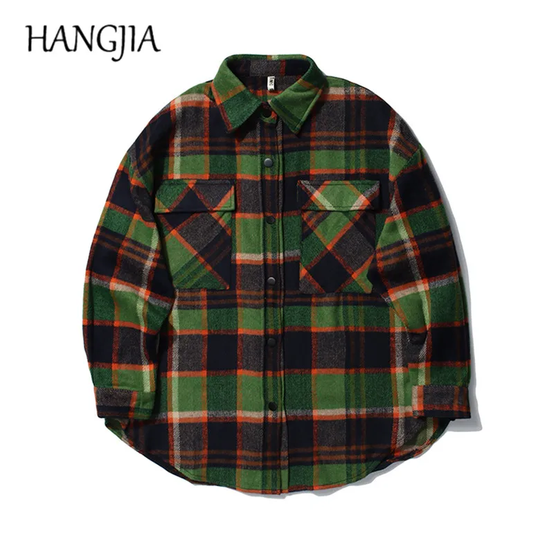 

Мужская шерстяная куртка в клетку, в стиле хип-хоп