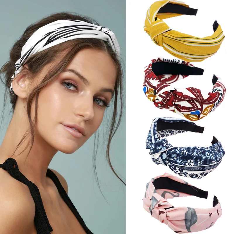 В богемном стиле женские элегантный топ узел тюрбан с принтом в горошек клетку и